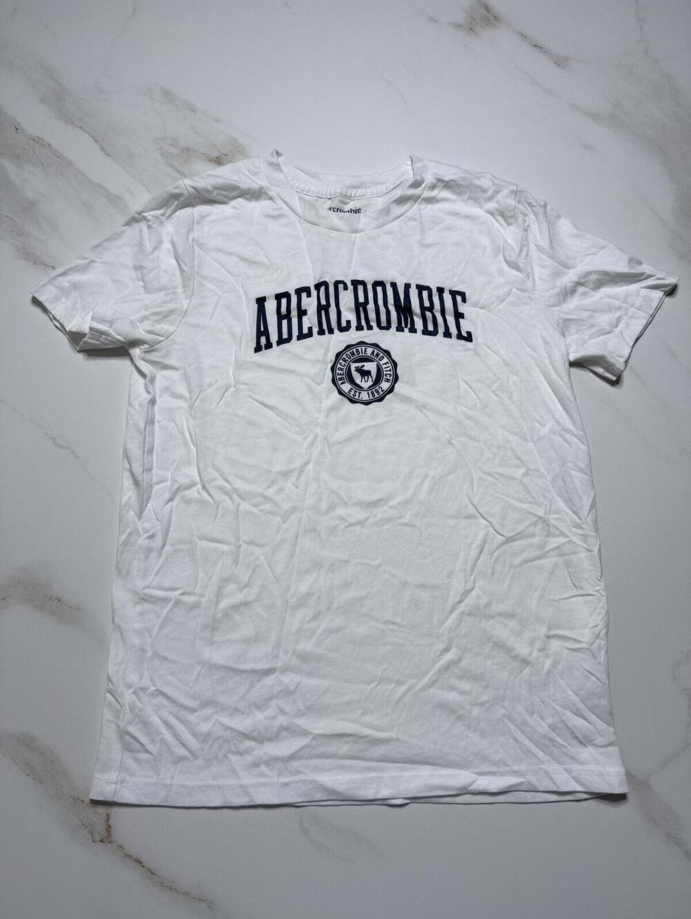 Abercrombie Kids White Logo Text Shirt - Boys 15/16